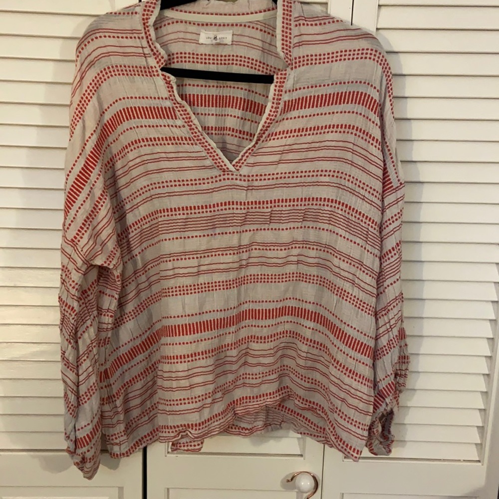 Lou and Grey red and cream blouse…. Perfect for upcoming holidays!